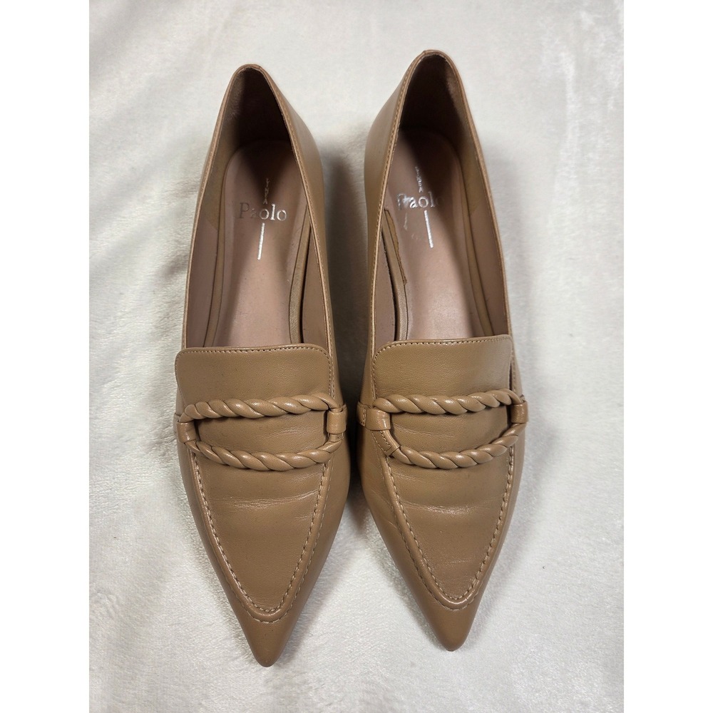 Linea Paolo Matissa Desert Leather Pointed Toe Braided Loafer Flats 9.5M